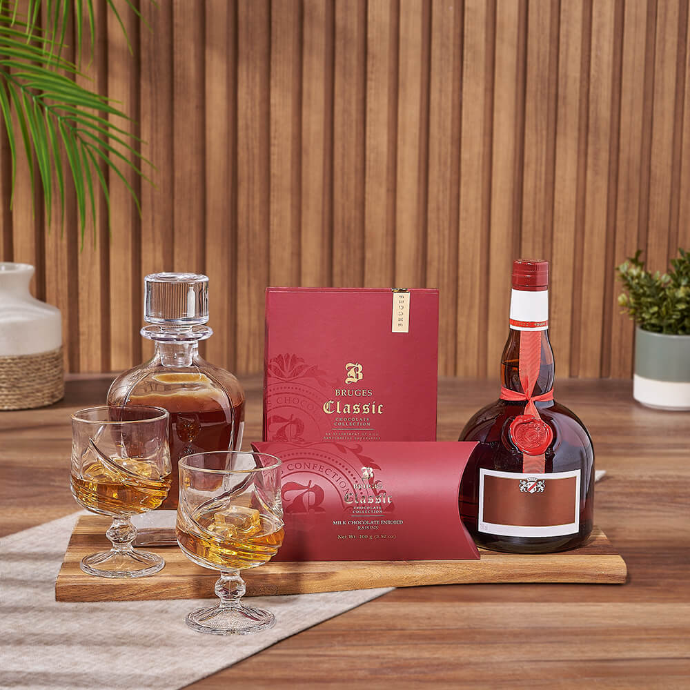 Refined Decanter &amp; Liquor Gift Set, liquor gift, liquor, decanter gift, decanter, chocolate gift, chocolate, America delivery
