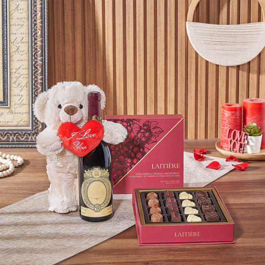 Richview Valentine’s Day Wine Basket, wine gift, wine, chocolate gift, chocolate, America delivery