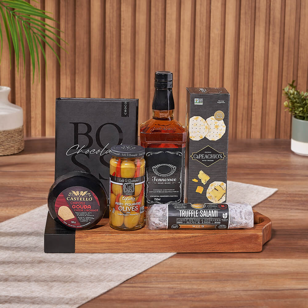 Salami, Cheese &amp; Liquor Board, liquor gift, liquor, charcuterie gift, charcuterie, America delivery