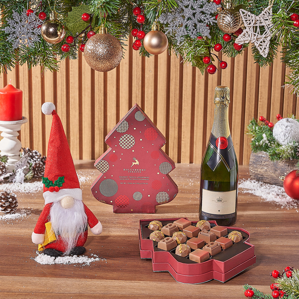 Santa &amp; Gourmet Chocolates with Champagne Gift Set, Christmas gift, Christmas, chocolate gift, chocolate, sparkling wine gift, sparkling wine, America delivery