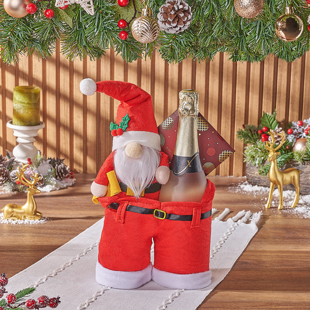 Sparkling Wine and Santa Plush Gift – how the gift is presented