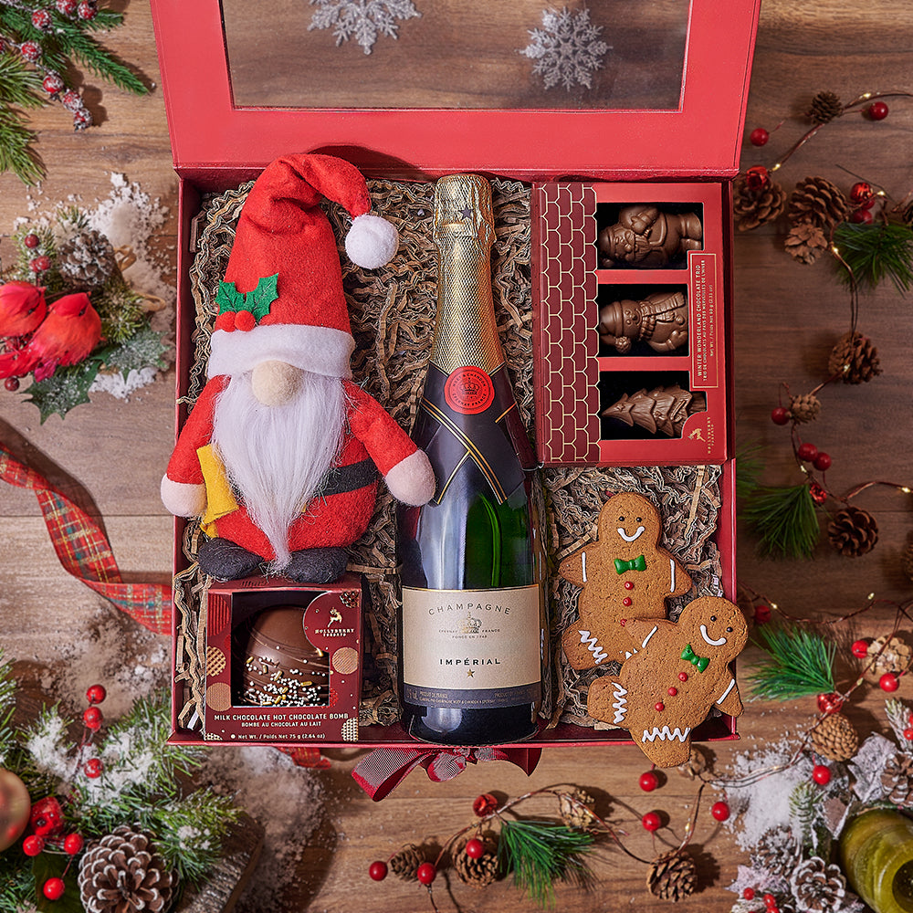 Holiday Sparkling Wine with Chocolates – how the gift is presented