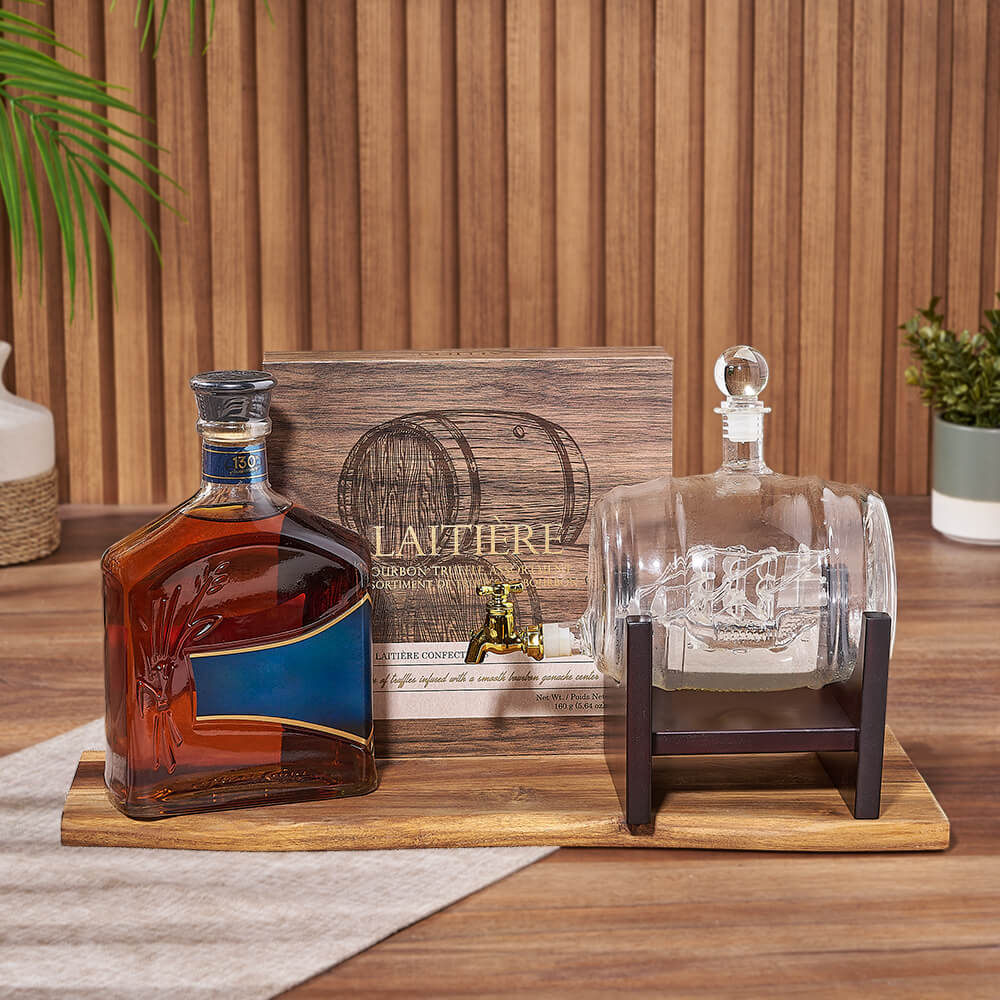 Simple Luxuries Trio with Liquor, liquor gift, liquor, decanter gift, decanter, chocolate gift, chocolate, America delivery