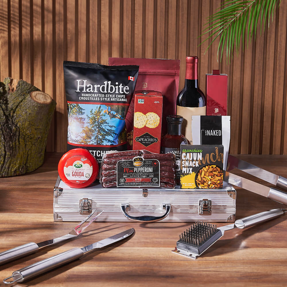 BBQ Grill Utensils and Wine Gift – how the gift is presented