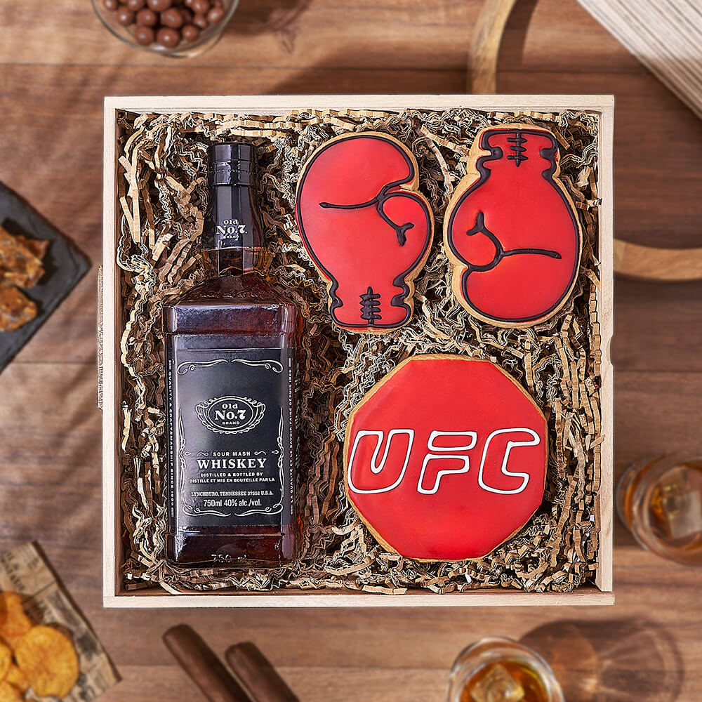 Spirits &amp; Boxing Cookie Gift, liquor gift, liquor, cookie gift, cookie, sports gift, sports, America delivery