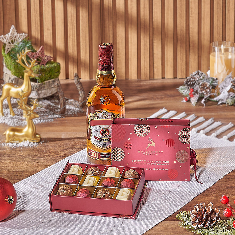 Liquor and Chocolate Truffles Gift Set – how the gift is presented