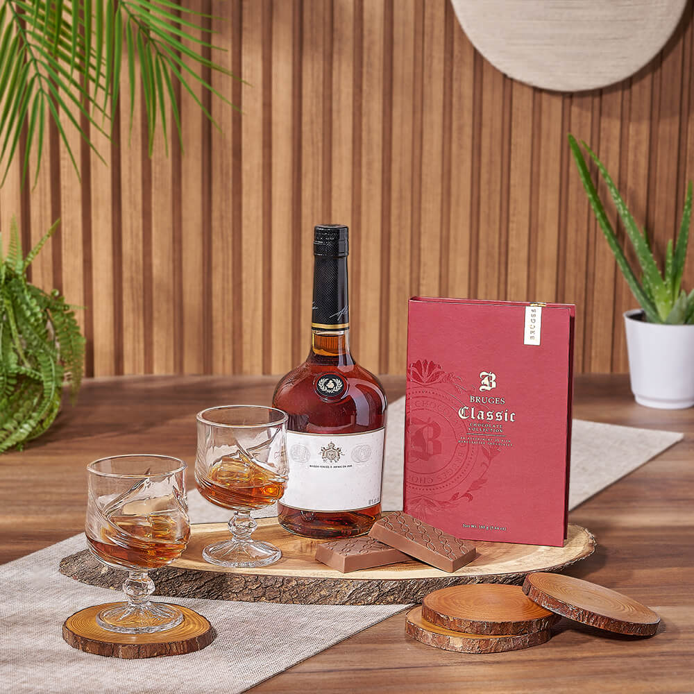 Vodka with Assorted Chocolate Bars Basket – how the gift is presented