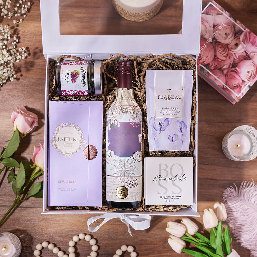 Striking Wine &amp; Chocolate Gift Box, wine gift, wine, chocolate gift, chocolate, tea gift, tea, America delivery