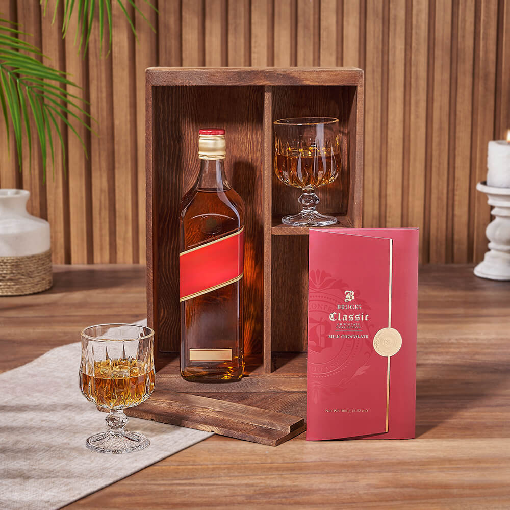 Summerhill Liquor & Treats Basket, liquor gift, liquor, chocolate gift, chocolate, America delivery