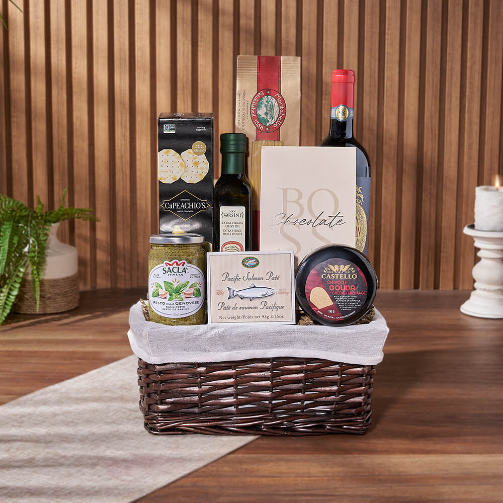 Taste of Indulgence Cheese &amp; Wine Gift Set, wine gift, wine, cheese gift, cheese, seafood gift, seafood, America delivery