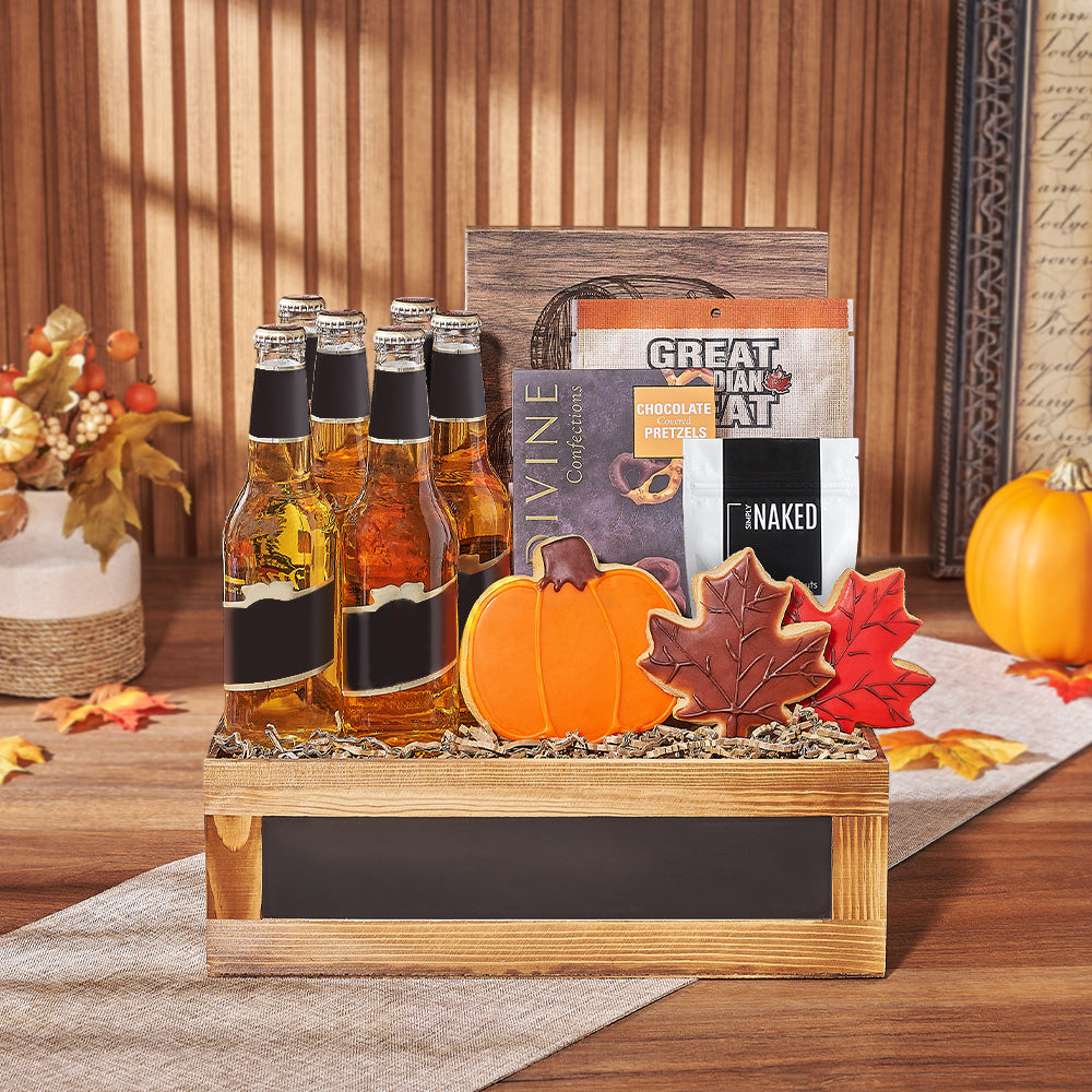 Thanksgiving Beer &amp; Treats Basket, thanksgiving gift, thanksgiving, beer gift, beer, cookie gift, cookie, America delivery