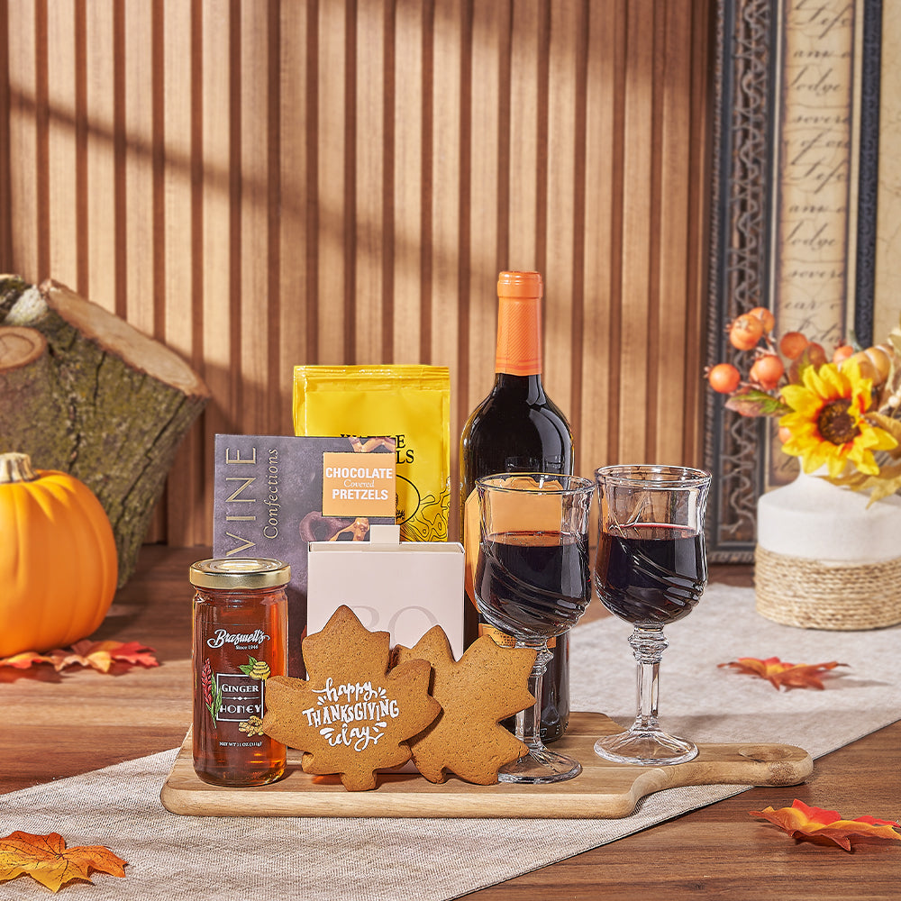 Thanksgiving Cookie &amp; Wine Gift, thanksgiving gift, thanksgiving, wine gift, wine, cookie gift, cookie, America delivery