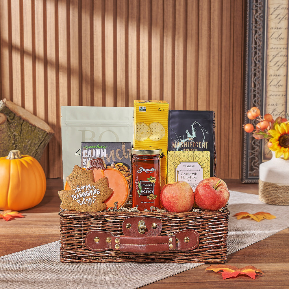 Thanksgiving Fruit &amp; Snacks Bounty, thanksgiving gift, thanksgiving, cookie gift, cookie, tea gift, tea, America delivery