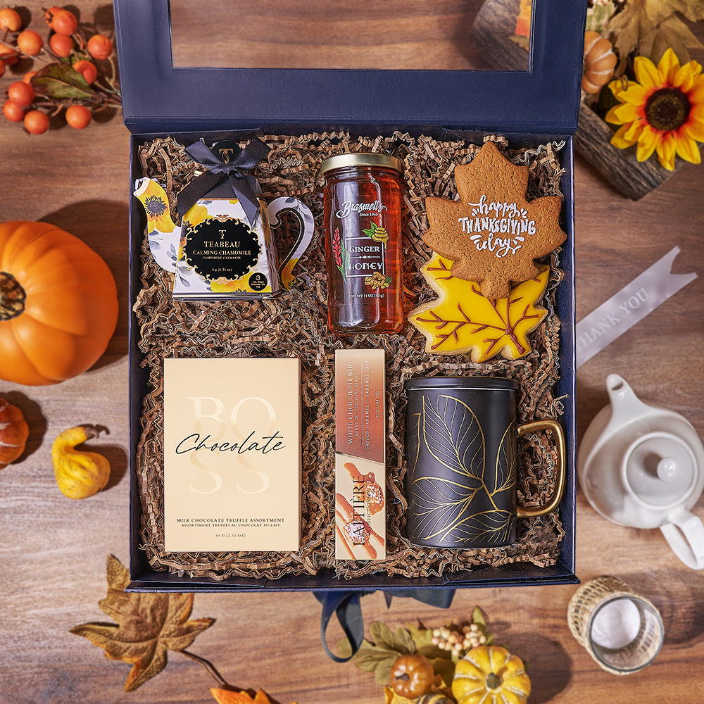 Thanksgiving Chamomile and Treats Gift – how the gift is presented