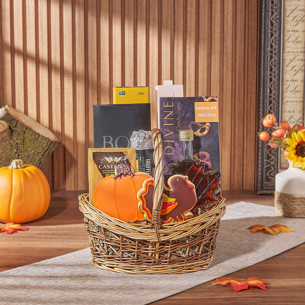 Thanksgiving Treat &amp; Cookie Basket, cookie gift, cookie, thanksgiving gift, thanksgiving, chocolate gift, chocolate, charcuterie gift, charcuterie, America delivery