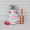 The Diaper Gateau Gift Set with Champagne from America Baskets - Champagne Gift Set - America Delivery.