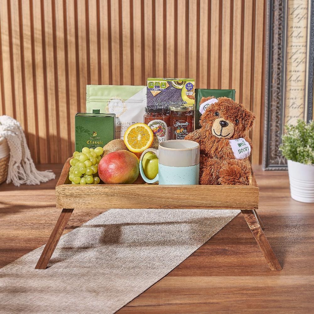 The Green Get Well Gift Tray, fruit gift, fruit, get well gift, get well, coffee gift, coffee, America delivery