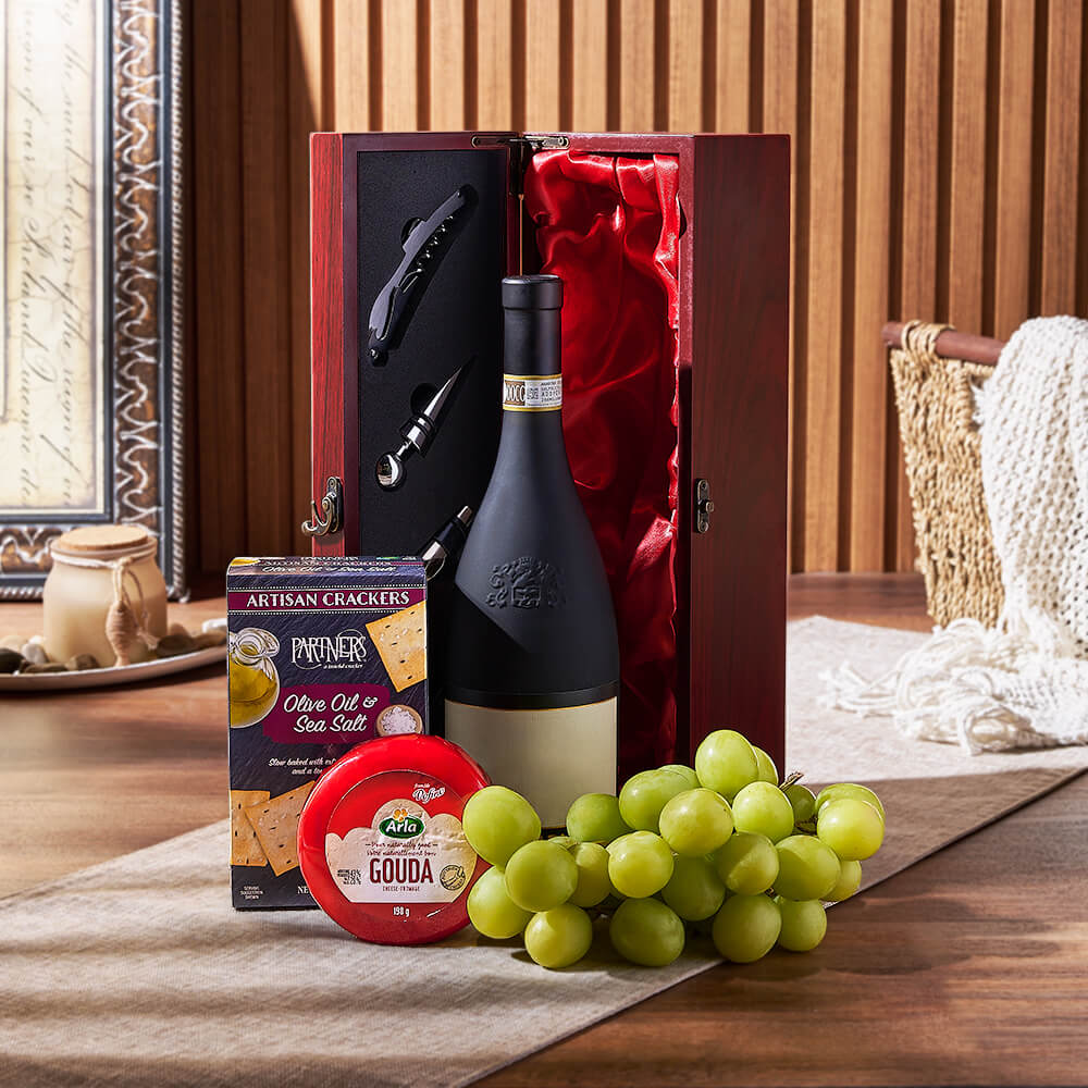 Wine Presentation Box with Olive Oil – how the gift is presented