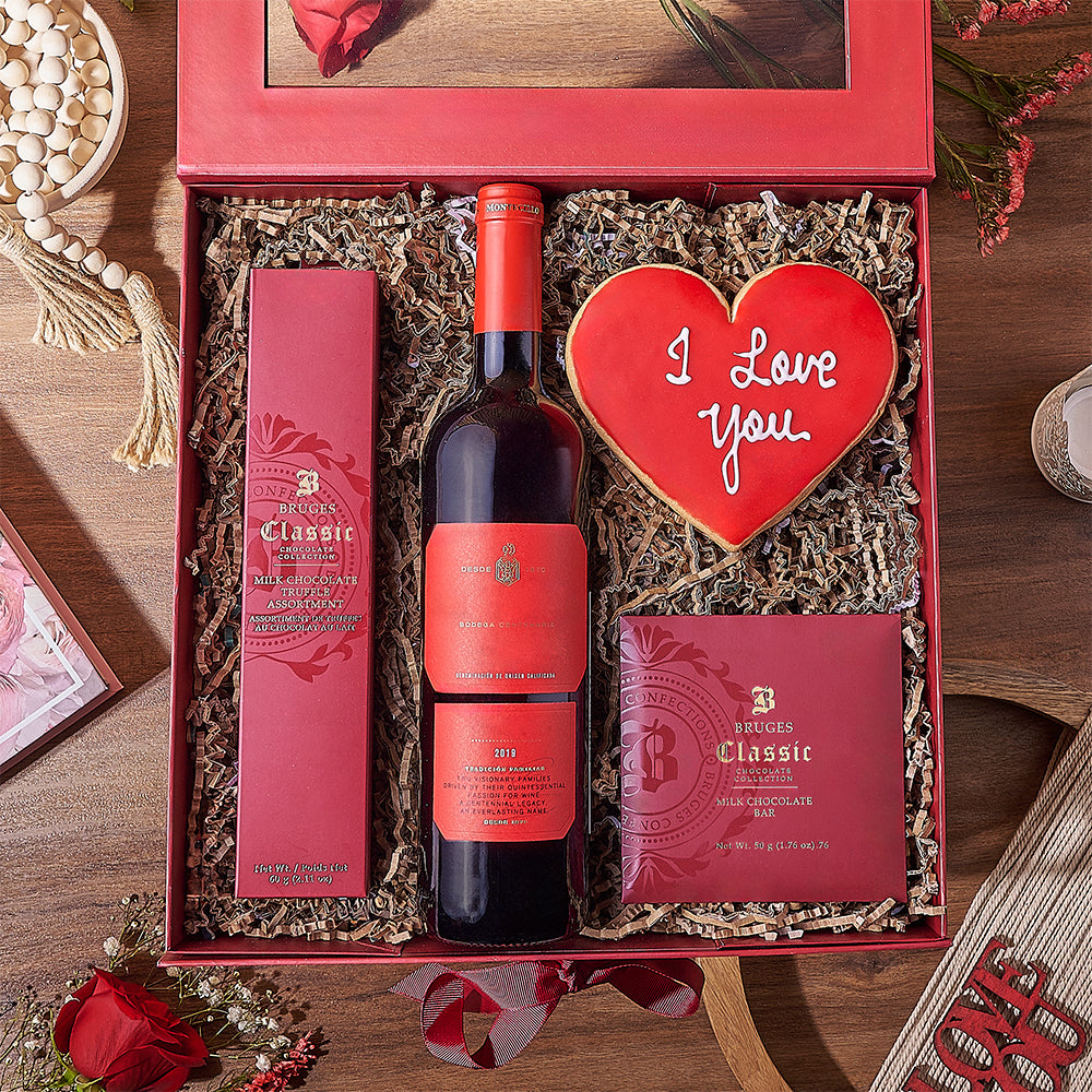 Valentine’s Wine Box, wine gift, wine, valentines day gift, valentines day, cookie gift, cookie, America delivery