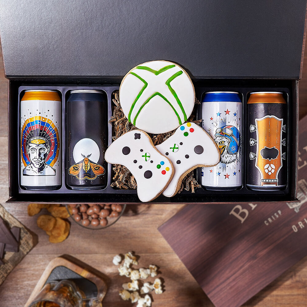 Video Game &amp; Craft Beer Box, beer gift, beer, gaming gift, gaming, cookie gift, cookie, America delivery
