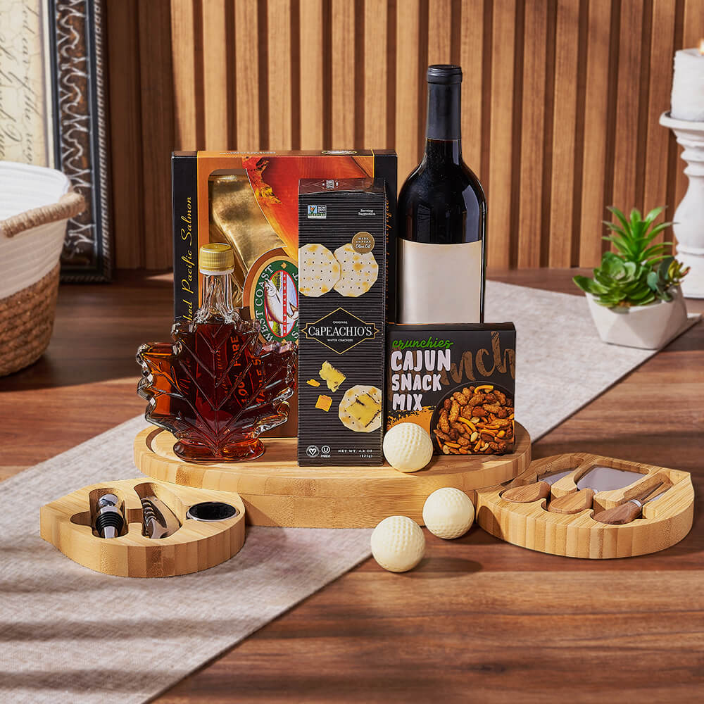 Wine &amp; Golf Cheese Board, wine gift, wine, salmon gift, salmon, seafood gift, seafood, golf gift, golf, America delivery