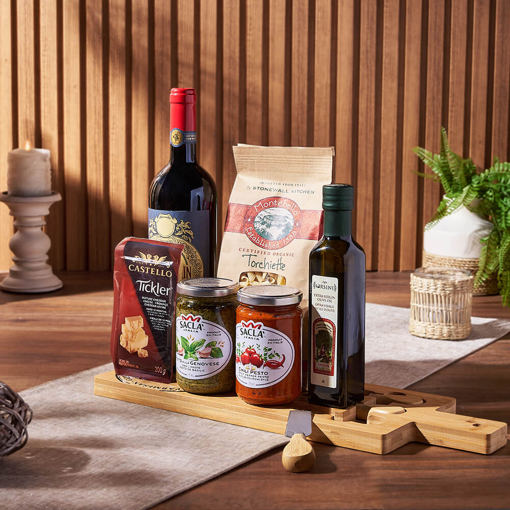 Wine &amp; Pasta Gift Set, wine gift, wine, pasta gift, pasta, gourmet gift, gourmet, cheese gift, cheese, America delivery
