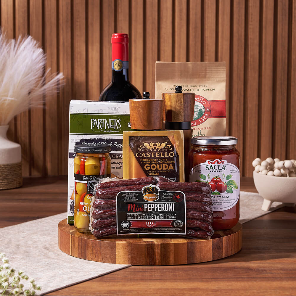 Wine &amp; Pasta Serving Gift, wine gift, wine, pasta gift, pasta, cheese gift, cheese, charcuterie gift, charcuterie, America delivery