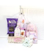 THEREâA NEW BABY GIRL IN TOWN GIFT BASKET, baby girl gift basket, welcome home baby gifts, new parent gifts