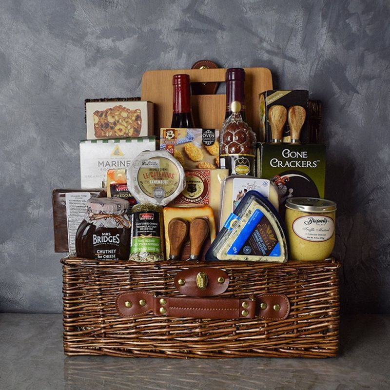 Deluxe Wine & Cheese Gift Basket - wine gift baskets - USA Delivery