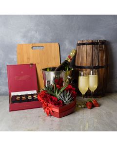 Bermondsey ValentineâDay Gift Basket, champagne gift baskets, floral gift baskets, gift baskets, Valentine's Day gift baskets