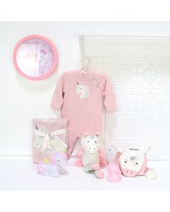 BABY GIRL LOVES UNICORN GIFT SET, baby girl gift basket, welcome home baby gifts, new parent gifts