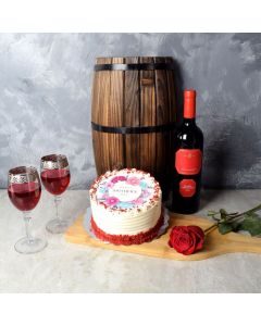 Mother's Day Red Velvet & Wine Gift Basket