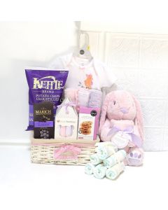 THEREâA NEW BABY GIRL IN TOWN GIFT BASKET, baby girl gift basket, welcome home baby gifts, new parent gifts