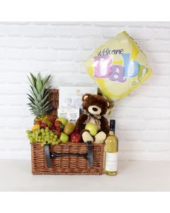 Newborn Essentials Gift Basket with Wine, baby gift baskets, wine gift baskets