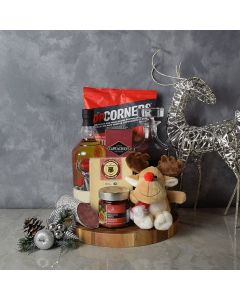 Rudolph's Snacks & Liquor Decanter Gift Basket